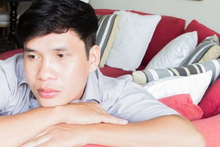 Asian Man Thinkingの写真素材