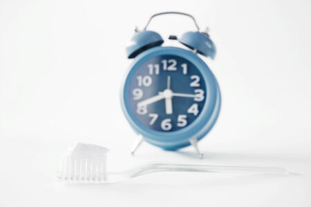 Alarm Clock And Toothbrush,Health Care Conceptの写真素材