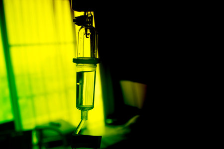 Drop of Saline Solution in Hospital Room,Healthcare And Medical Concept Background