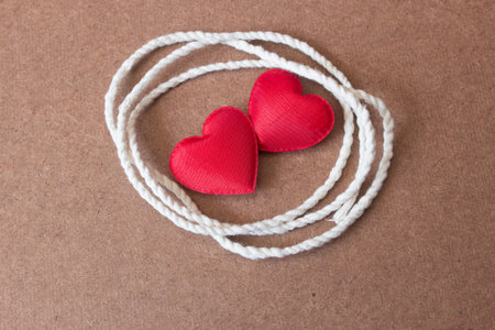 String Attached With Red Heart Shape ,Valentines Day Background,Love Concept and Ideas