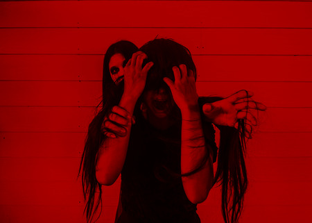 Ghost the possessions,Scary background for halloween concept and book cover ideasの写真素材