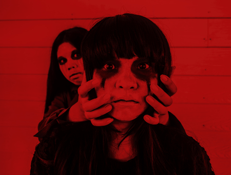 Ghost the possessions,Scary background for halloween concept and book cover ideasの写真素材