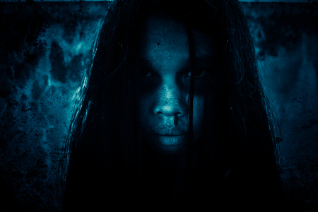 Ghost girl,Horror background for halloween concept and book cover ideasの写真素材