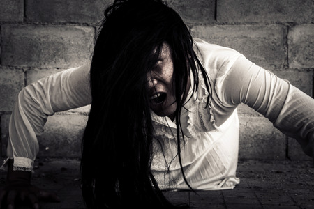 Ghost woman in haunted houseの写真素材