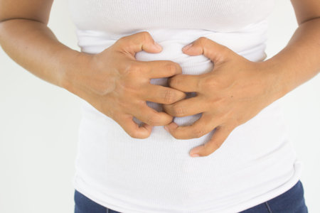 Woman suffering from stomach pain,Woman healthcare concept and ideas