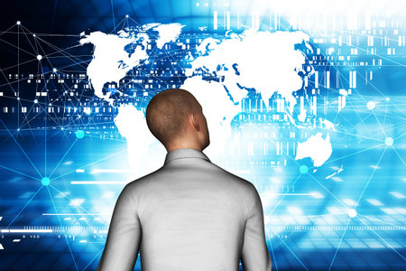 3d illustration of businessman in virtual realityの写真素材