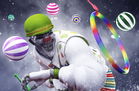 3d illustration of scary clown,mixed mediaの写真素材