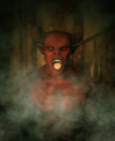 Demon in haunted house,3d illustrationの写真素材