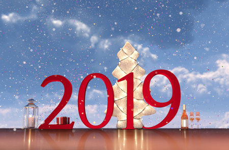 Celebrate a new year of 2019 background,3d rendering