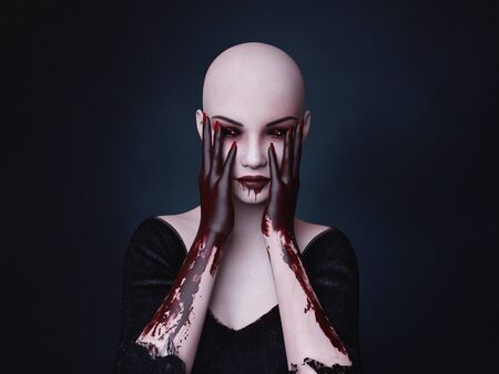 Close up Ghost woman portrait,3d renderingの写真素材