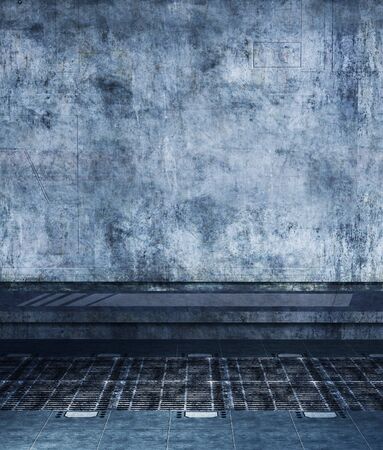 Grunge wall with floor,3d renderingの写真素材
