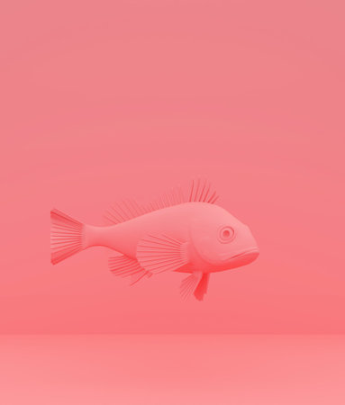 Rock fish on pastel color background,minimal style conceptual background,3d renderingの写真素材
