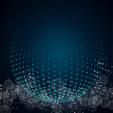 Abstract digital background with technology circuit board global texture. Electronic motherboard. Communication and engineering concept.illustration.のイラスト素材