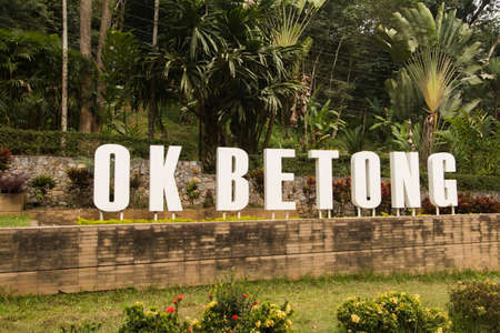 Public signs, OK BETONG messages, entrance signs for Betong District, Yala Province, Thailandの写真素材