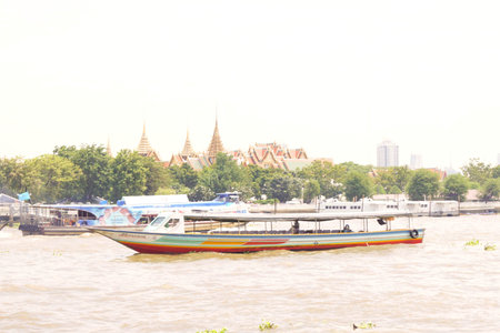 Local transport boat on Chao Phraya River in Bangkok, Thailand