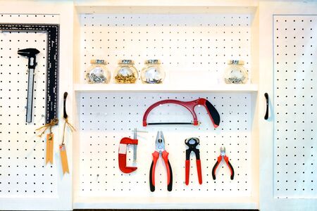 Tools on a pegboardの写真素材