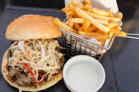Fries hamburger meat