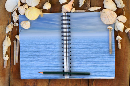 ocean in book creative conceptの写真素材