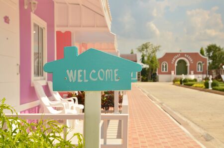 welcome text in hotel resortのeditorial素材