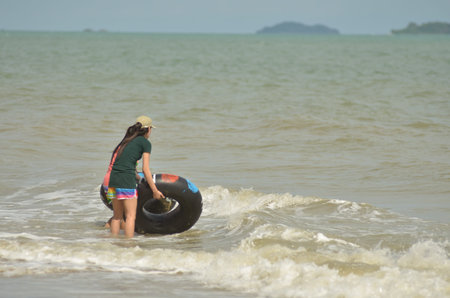 people in seaの写真素材