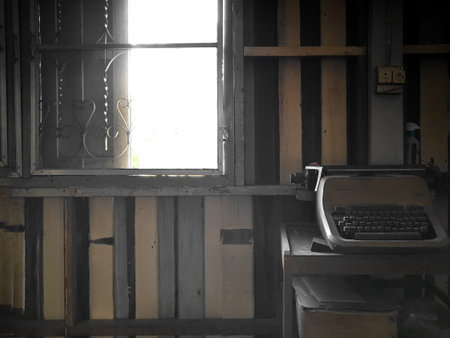 old typewrite near open window .idea concept