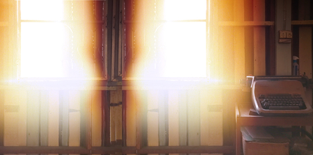 old typewrite near open window .idea conceptの写真素材