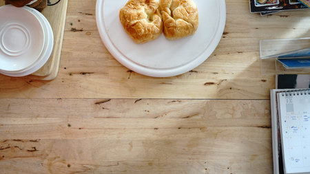 Topâ€‹ woodâ€‹ eating tableâ€‹ views.Background lifeâ€‹styleâ€‹ cooking