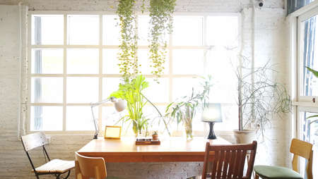 Empty living room .It decoration retro style .white roomの写真素材
