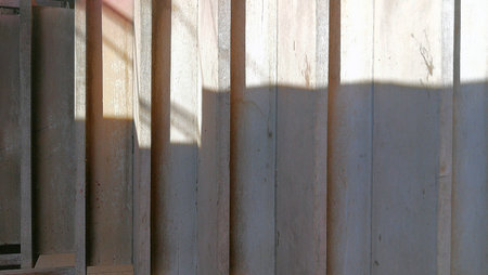 Shade of sunrise on old wood .Ray light background conceptの写真素材