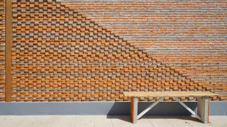 DIY chairs front the decoration brick wall .Space wall and emptyの写真素材