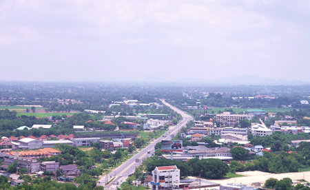 Uthai Thani ,Thailand -July 08 2021; The main hight way middle Uthai Thani .Thailandのeditorial素材