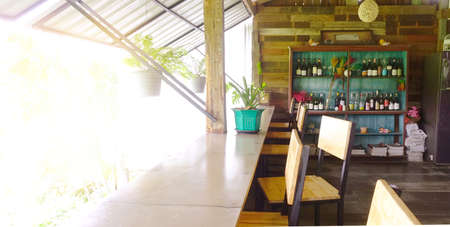 robby room of boutique restaurant  .It decoration local of Thailand countrysideの写真素材