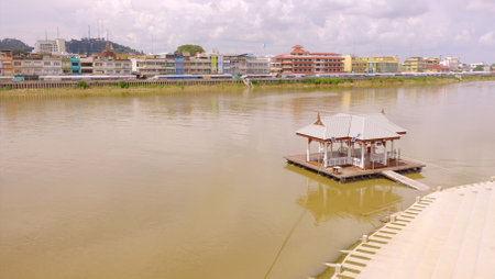 Floating raft at the Chao Phraya River, Nakhon Sawanの写真素材