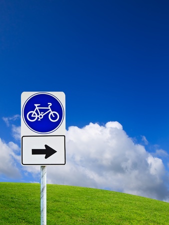 Bike sign with bicycle pathの写真素材