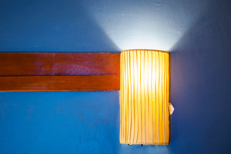 Fabric Lamp Hanging on Wallの写真素材