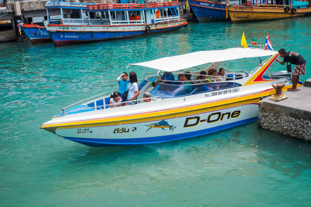 Ferry arriving harbor at Samed island, Thailand