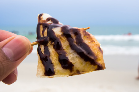 Crispy Flat Bread on Blurry Backgroundの写真素材