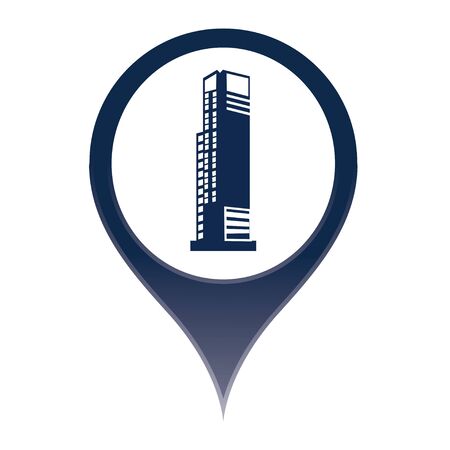 Map marker pin building style icon on isolated white background vectorのイラスト素材