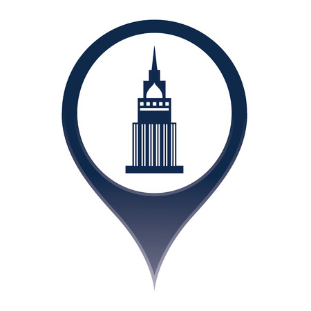 Map marker pin building style icon on isolated white background vectorのイラスト素材