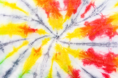 Colorful abstract tie dye on fabric texture, Colorful spiral tie dye abstract pattern background.の写真素材
