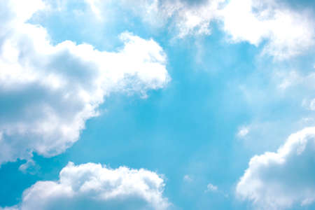 clear sky and white cloudsの写真素材