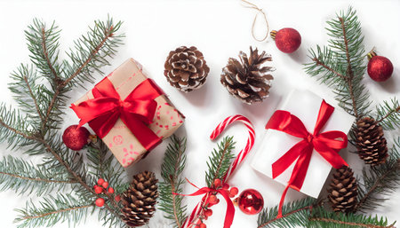 Gift boxes on background. Christmas wallpaper with tree and gifts. Gift boxes with ribbon isolated on a old wood. christmas concept - set of gift boxes.の素材