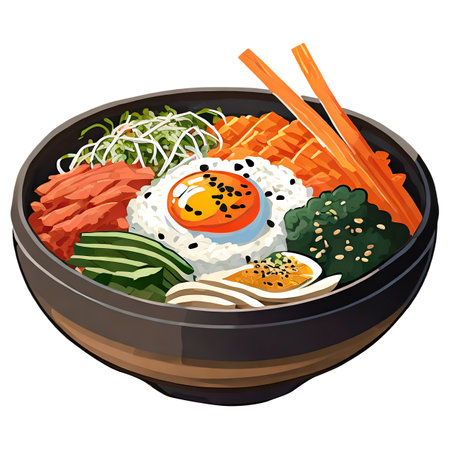 Isolated bibimbap on white background, korean food, High detailの素材