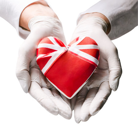 Hands holding red heart health heart organの素材
