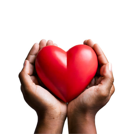 Hands holding red heart health heart organの素材
