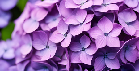 Beautiful purple hydrangea flowers flowers. Close up photo of  purple hydrangea spring flowers. Floral background.の素材