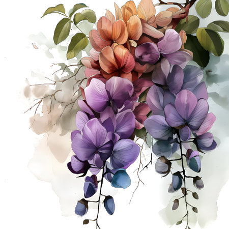 Orchid Flowers Watercolor isolated on whiteの素材