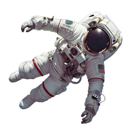 astronaut in space on whiteの素材