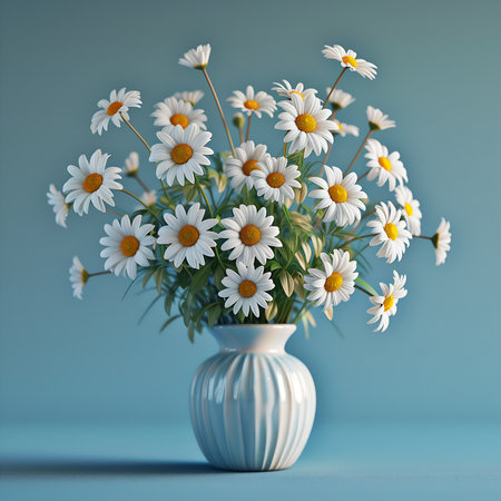 bouquet of daisies on blue backgroundの素材