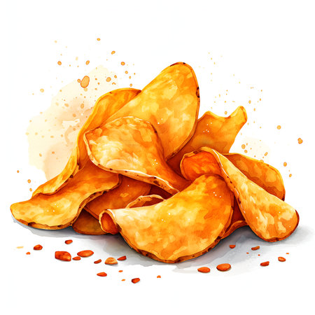 chips and ketchup on whiteの素材